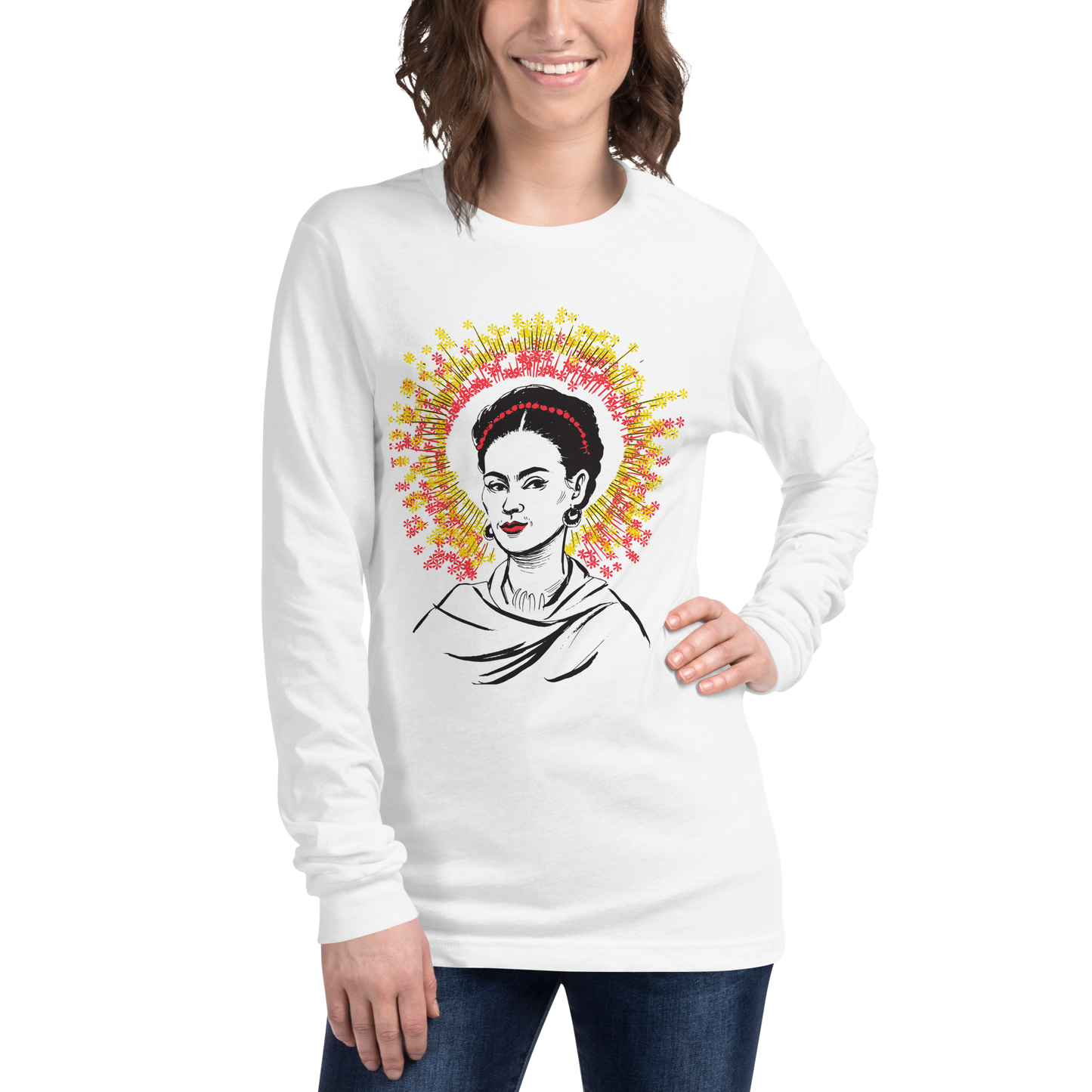 Flores para Frida Unisex Long Sleeve Crewneck