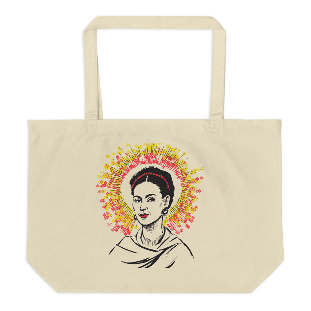 Flores para Frida Large organic tote bag